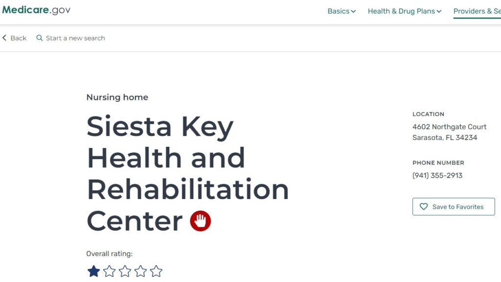 Siesta Key Health and Rehabilitation Center abuse complaints