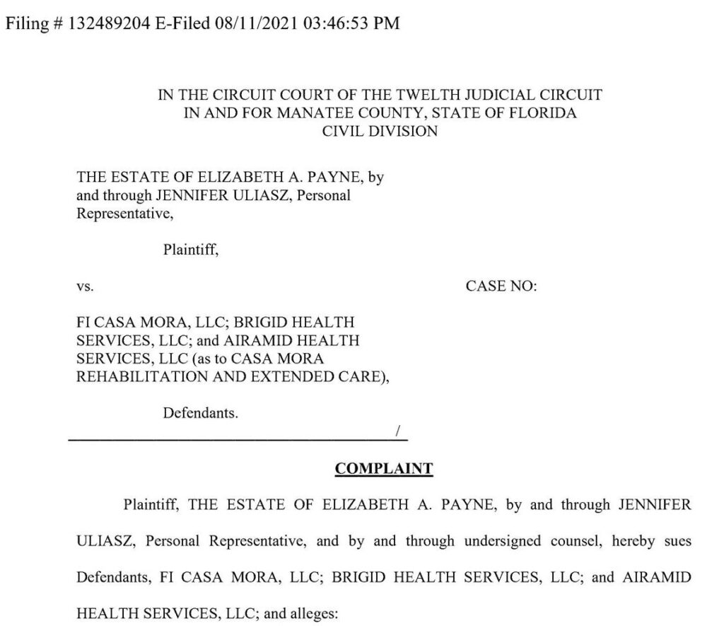 Casa Mora Rehabilitation lawsuits