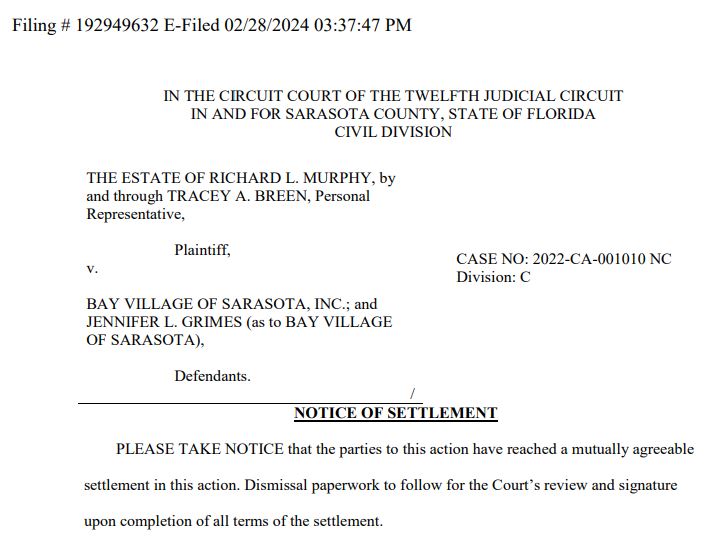 Bay Village of Sarasota lawsuits