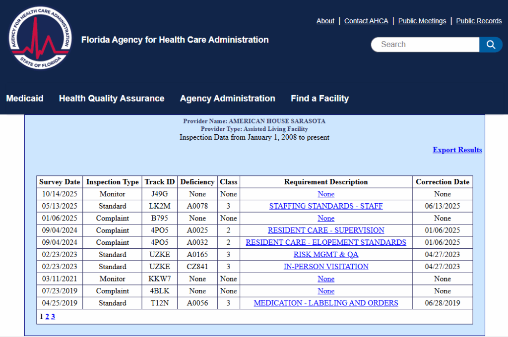 American House Sarasota lawsuits