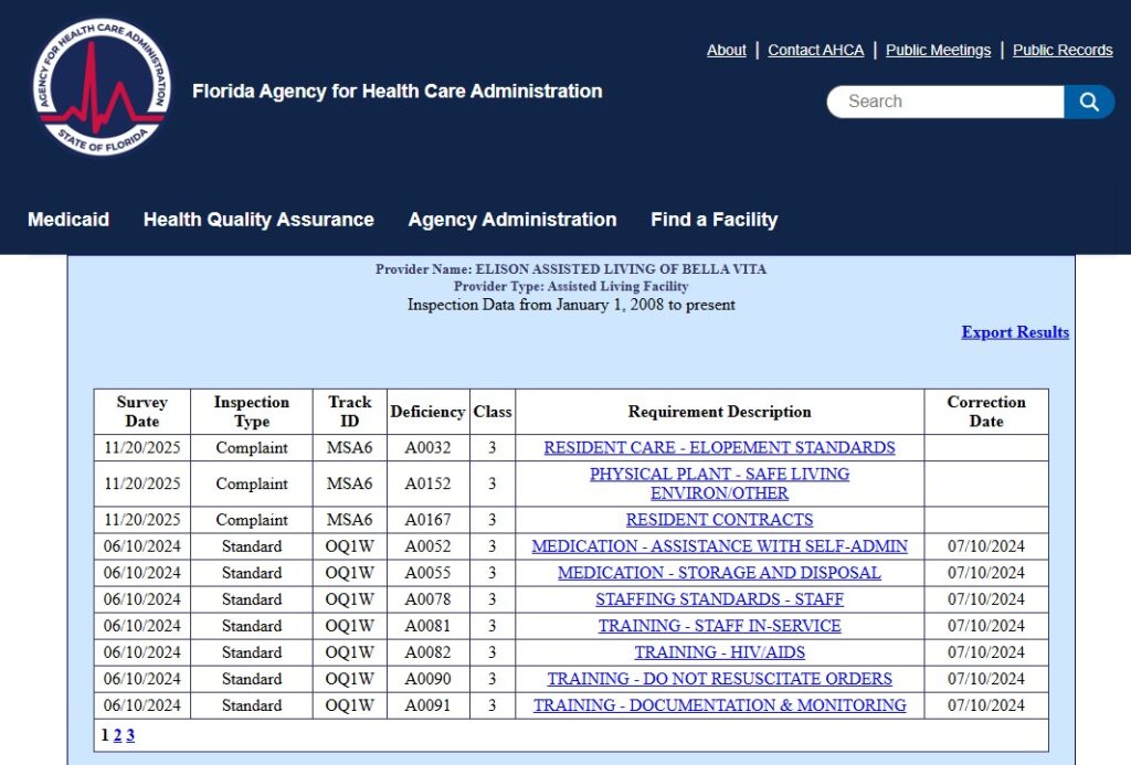 Elison Assisted Living of Bella Vita complaints