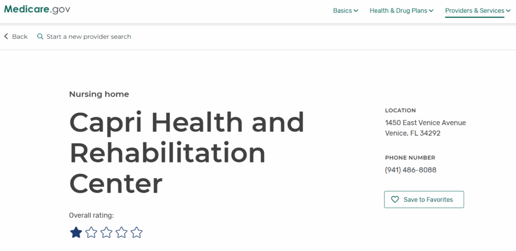 Capri Health and Rehabilitation Center lawsuits complaints