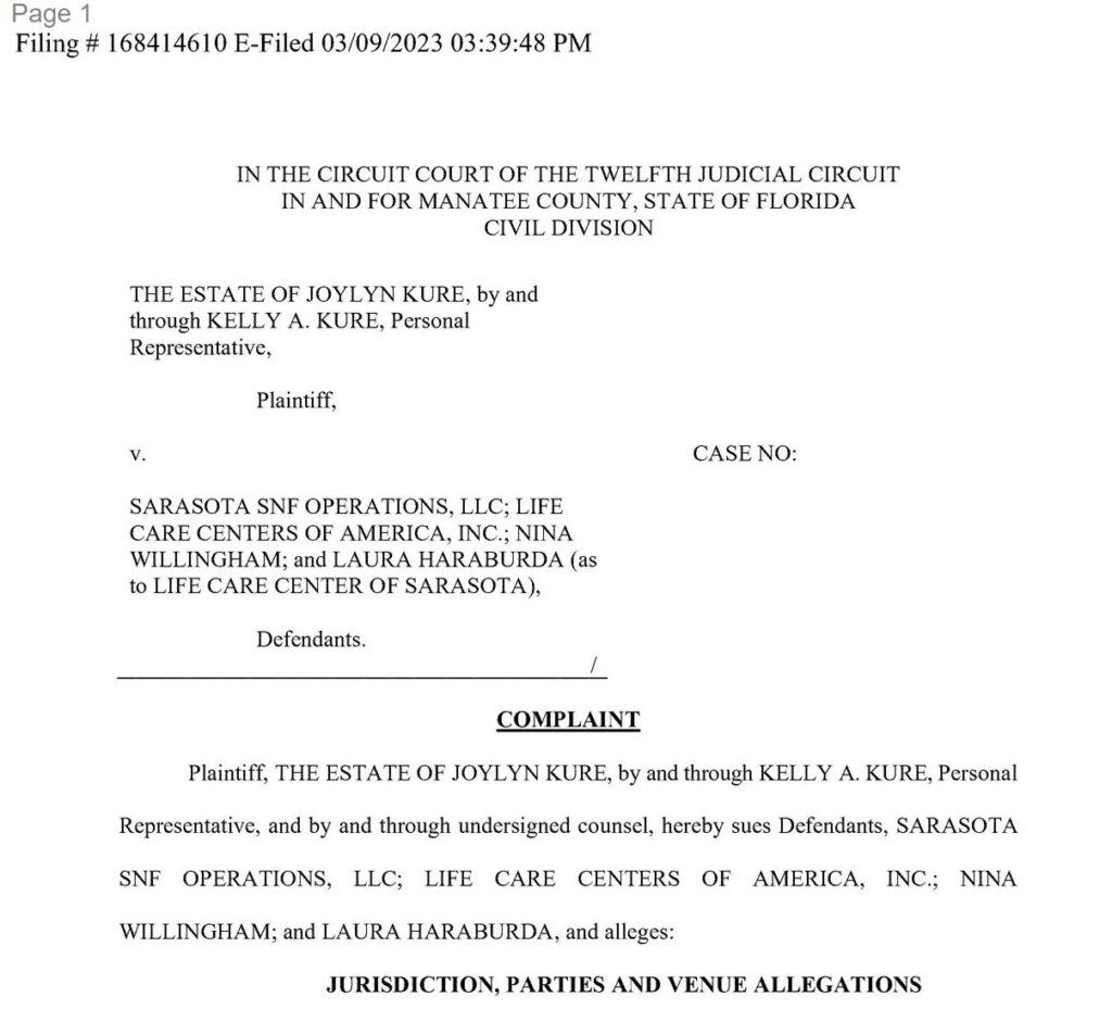 Life Care Center of Sarasota lawsuits