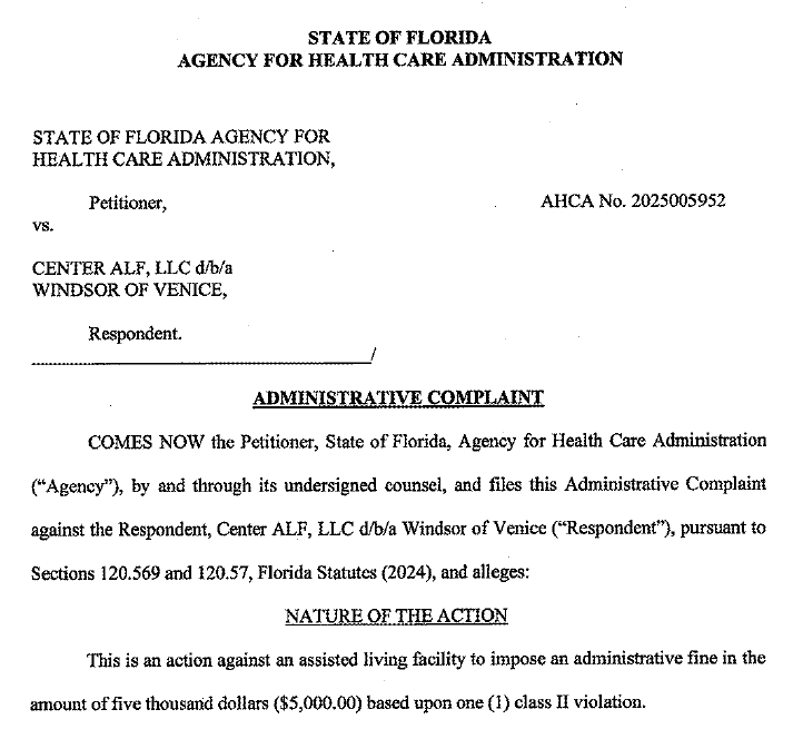 Windsor of Venice lawsuit filed