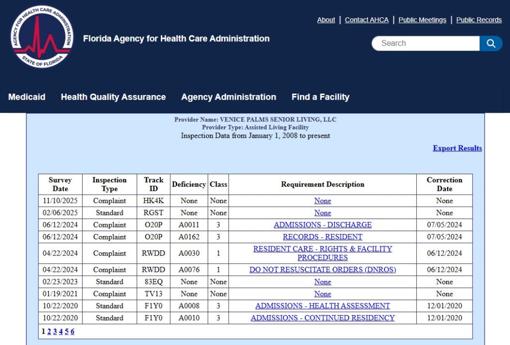 Venice Palms assisted living facility