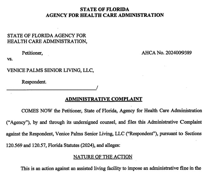 Venice Palms Senior Living complaints